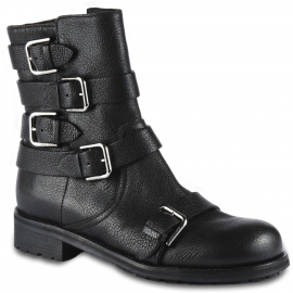 Jimmy Choo Women's Biker ankle boots in black leather with side zip