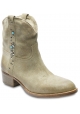 Sartore Women's texan ankle boots in beige suede leather with multicolored studs