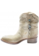 Sartore Women's texan ankle boots in beige suede leather with multicolored studs