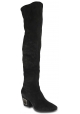 Vic MatiÃ© Women's squared heel thigh high boots in black suede leather