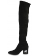 Vic MatiÃ© Women's squared heel thigh high boots in black suede leather