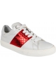 Barbara Bui women's low sneakers in white leather with red python side band