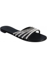 Giuseppe Zanotti Women’s low slip-on sandals in black leather bands with rhinestones
