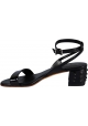 Tod's Women’s Low Heel Sandals Black Shiny Leather with Ankle Strap