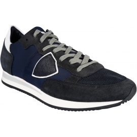 Philippe Model men's sneakers in blue suede and microfiber and rubber sole