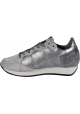 Philippe Model women's sneakers in satin gray leather and suede
