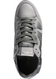 Philippe Model women's sneakers in satin gray leather and suede