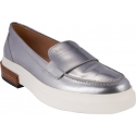 Tod's Women's slip-on round toe loafers shoes in silver leather