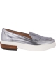 Tod's Women's slip-on round toe loafers shoes in silver leather