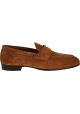 Santoni Men's elegant slip-on loafers shoes in vintage gold suede
