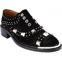 Barbara Bui Women's slip-on derby shoes in balck suede leather with silver studs