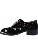 Barbara Bui Women's slip-on derby shoes in balck suede leather with silver studs