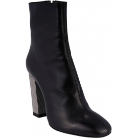 Barbara Bui Women's ankle boots with high heels in black leather and metallic heel