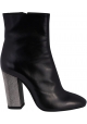 Barbara Bui Women's ankle boots with high heels in black leather and metallic heel