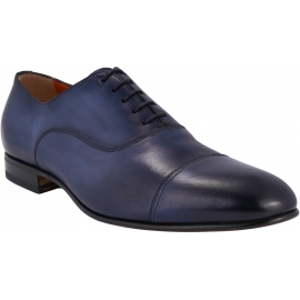 Santoni Men's elegant oxford shoes in blue navy leather