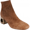 Sartore Women's heeled ankle boots in cognac suede leather