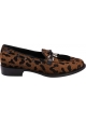 Giuseppe Zanotti Women's slip-on loafers in leopard-print leather and microfiber with tassels