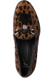Giuseppe Zanotti Women's slip-on loafers in leopard-print leather and microfiber with tassels