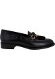 Giuseppe Zanotti Women's slip-on loafers shoes in black leather with tassels