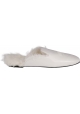 Chiara Ferragni Women's square toe mules sandals in white patent leather and internal fur