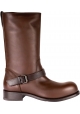 Bottega Veneta Woman's mid-calf ankle boots in brown leather with buckle strap