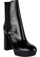Hogan Women's platform high heels ankle boots in black leather