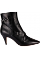 Tod's Women's pointed toe heeled ankle boots in black leather buckle straps and side zip