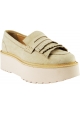 Hogan Women's wedges slip-on loafers shoes in beige suede leather with fringe