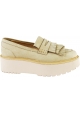 Hogan Women's wedges slip-on loafers shoes in beige suede leather with fringe