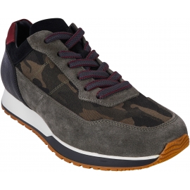 Hogan Men's sneakers shoes in military green fabric and suede