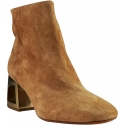 Vic Matié Women's metal heels ankle boots in beige suede leather