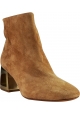 Vic Matié Women's metal heels ankle boots in beige suede leather