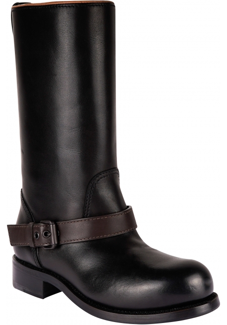 Bottega Veneta Women's mid-calf ankle boots in black leather with buckle strap