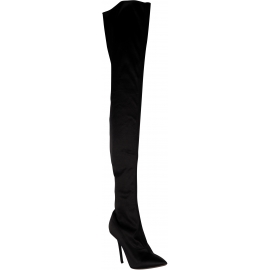 Vetements Thigh boots with stiletto heel for women in black satin