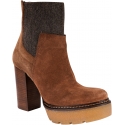 Vic Matie Women's platform ankle boots with high heels in brown suede