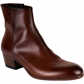 Pantanetti Women's ankle boots in brown leather with side zip