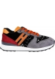 Hogan Women's sneakers in leather and velvet gray black orange with sequins