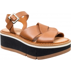 Clergerie Women's wedge sandals in brown leather with buckle closure