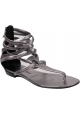 Barbara Bui Women's low gladiator thong sandals in silver leather with back zip
