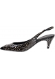Saint Laurent Women's slingback pump in black patent leather with white triangles