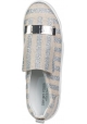 Sergio Rossi Low slip-on beige sneakers for women with silver lurex stripes