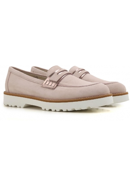 Hogan women's loafers shoes in pink suede leather