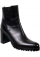 Sartore Women's heeled ankle boots in black leather with back zip