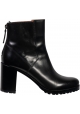 Sartore Women's heeled ankle boots in black leather with back zip
