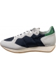 Philippe Model Women's low top sneakers in gray suede and blue fabric with green detail