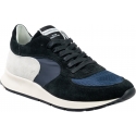 Philippe Model Men's low-top sneakers in blue and gray suede leather and fabric