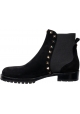Valentino Women's ankle boots in black suede leather with golden pointed studs