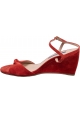 Stuart Weitzman Women's wedge sandals in red suede with ankle strap