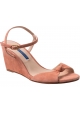 Stuart Weitzman Women's wedge sandals in blush pink suede with ankle strap