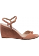 Stuart Weitzman Women's wedge sandals in blush pink suede with ankle strap